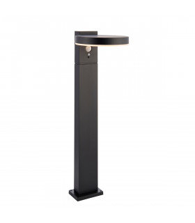 Ebro Modern Solar Powered Dimmable LED Round Bollard Lamp Textured Black