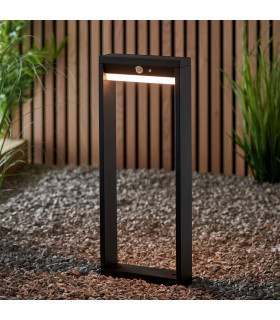 Dannah Modern Solar Powered LED Box Shaped Bollard Lamp Textured Black-1