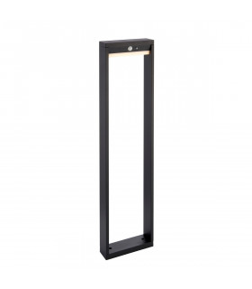 Dannah Modern Solar Powered LED Box Shaped Tall Bollard Lamp Textured Black
