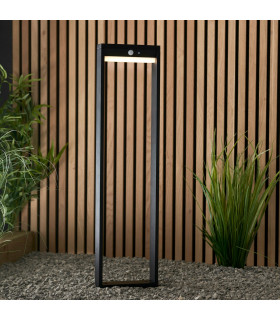 Dannah Modern Solar Powered LED Box Shaped Tall Bollard Lamp Textured Black-1