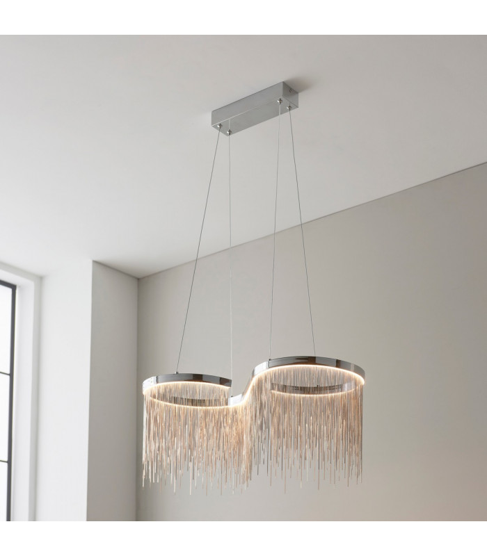 Orphelia LED Pendant Light Fine Silver Chain Waterfall Effect Polished Chrome-1