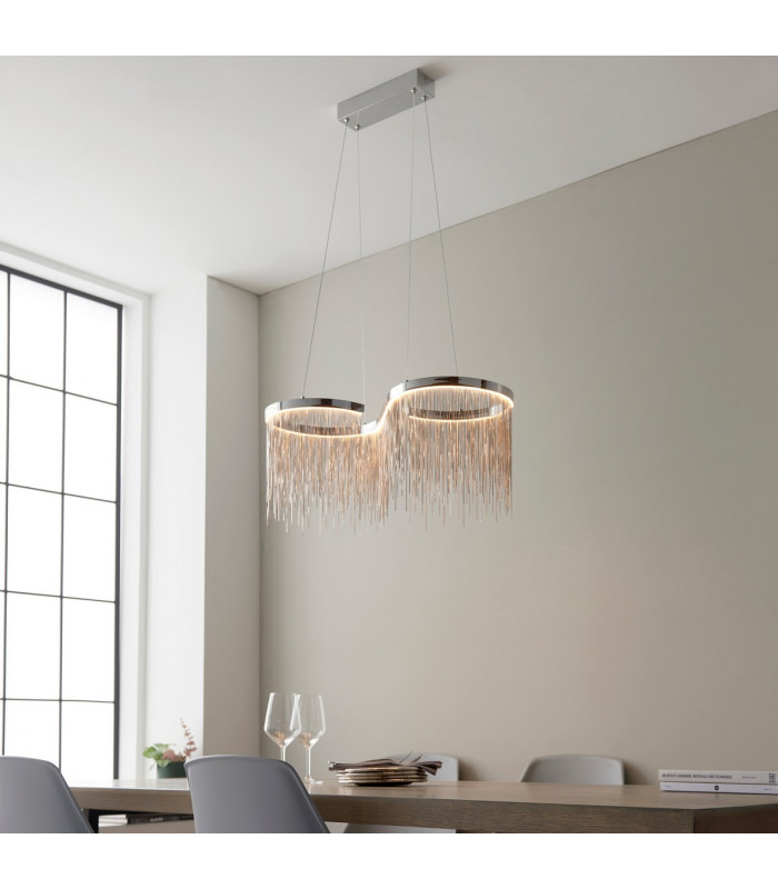 Orphelia LED Pendant Light Fine Silver Chain Waterfall Effect Polished Chrome-2