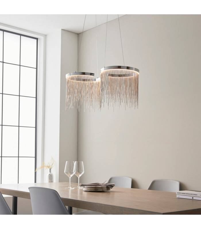 Orphelia LED Pendant Light Fine Silver Chain Waterfall Effect Polished Chrome-3