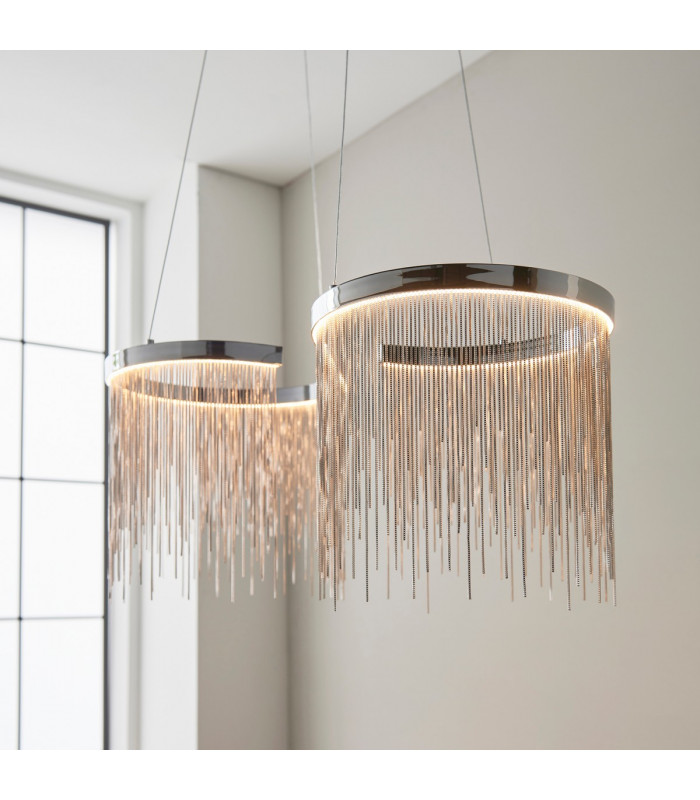 Orphelia LED Pendant Light Fine Silver Chain Waterfall Effect Polished Chrome-4