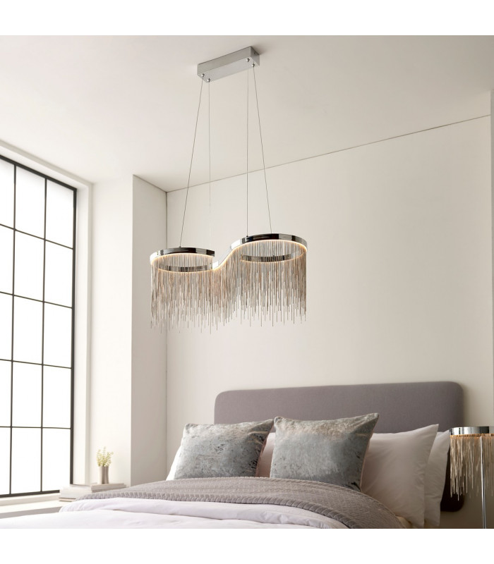 Orphelia LED Pendant Light Fine Silver Chain Waterfall Effect Polished Chrome-5