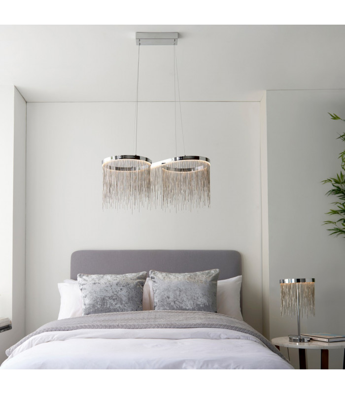 Orphelia LED Pendant Light Fine Silver Chain Waterfall Effect Polished Chrome-6