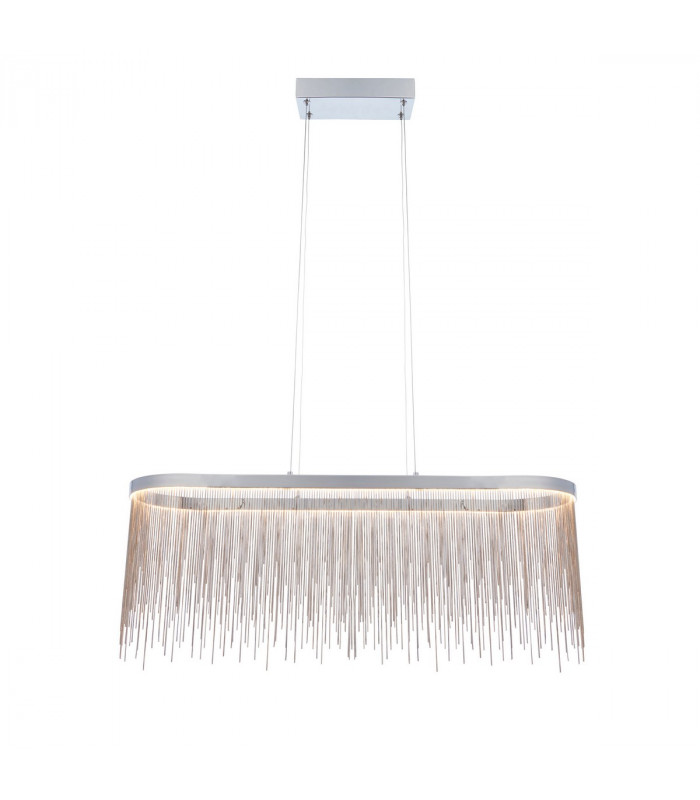 Orphelia LED Bar Pendant Light Fine Silver Chain Waterfall Effect Polished Chrome