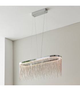 Orphelia LED Bar Pendant Light Fine Silver Chain Waterfall Effect Polished Chrome-1