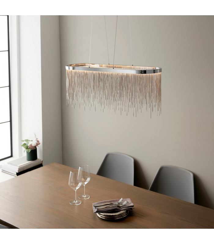 Orphelia LED Bar Pendant Light Fine Silver Chain Waterfall Effect Polished Chrome-3