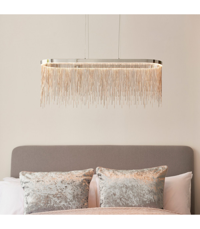 Orphelia LED Bar Pendant Light Fine Silver Chain Waterfall Effect Polished Chrome-6