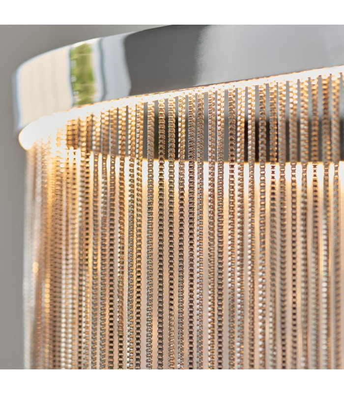 Orphelia LED Bar Pendant Light Fine Silver Chain Waterfall Effect Polished Chrome, Warm White