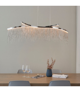 Orphelia LED Curve Twin Bar Pendant Light Fine Silver Chain Waterfall Effect Polished Chrome-1