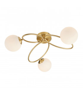 Ellipse Semi Flush 3 Light Lamp Satin Brass