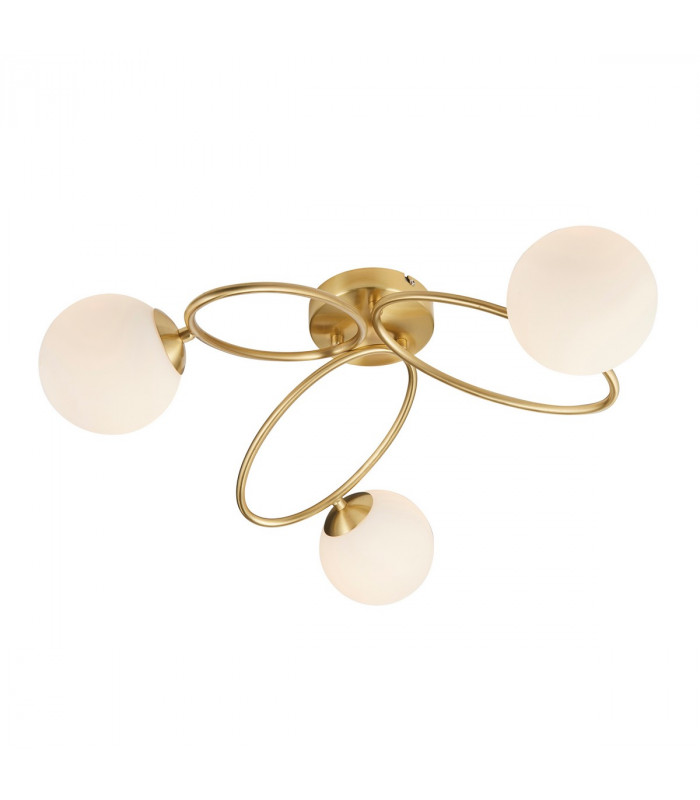 Ellipse Semi Flush 3 Light Lamp Satin Brass