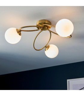 Ellipse Semi Flush 3 Light Lamp Satin Brass-1