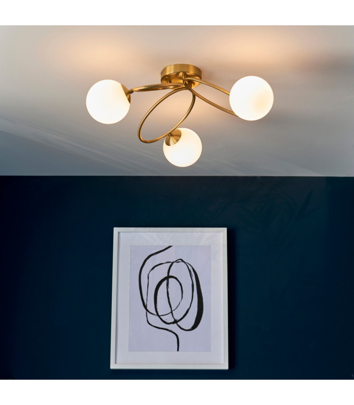 Ellipse Semi Flush 3 Light Lamp Satin Brass-2