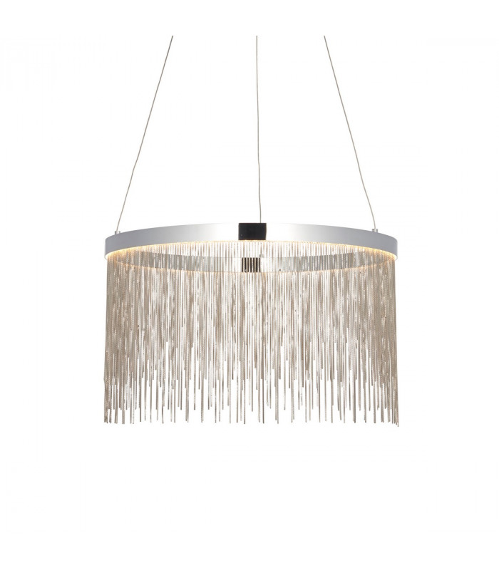 Zelma Cct Remote Control LED Dimmable Pendant Light Fine Silver Chain Waterfall Effect Polished Chrome