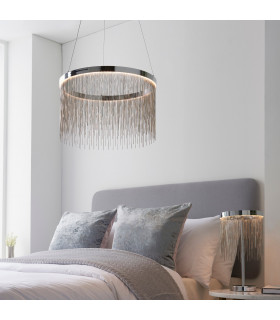 Zelma Cct Remote Control LED Dimmable Pendant Light Fine Silver Chain Waterfall Effect Polished Chrome-1