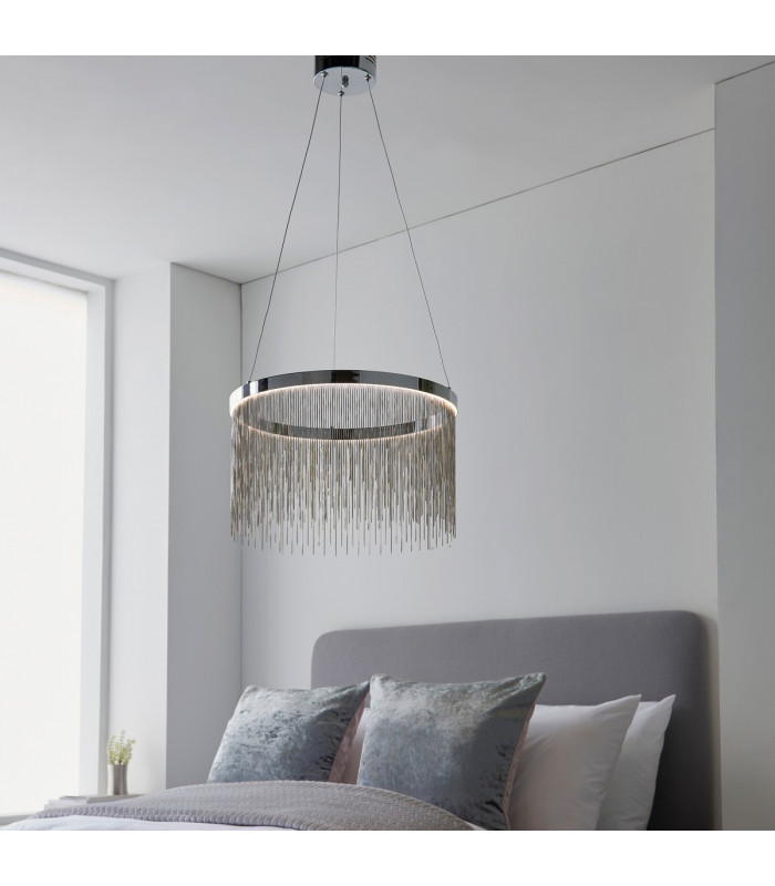 Zelma Cct Remote Control LED Dimmable Pendant Light Fine Silver Chain Waterfall Effect Polished Chrome-3