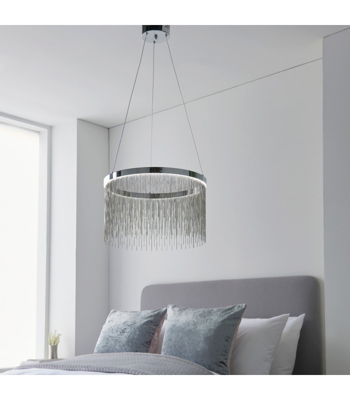 Zelma Cct Remote Control LED Dimmable Pendant Light Fine Silver Chain Waterfall Effect Polished Chrome-4