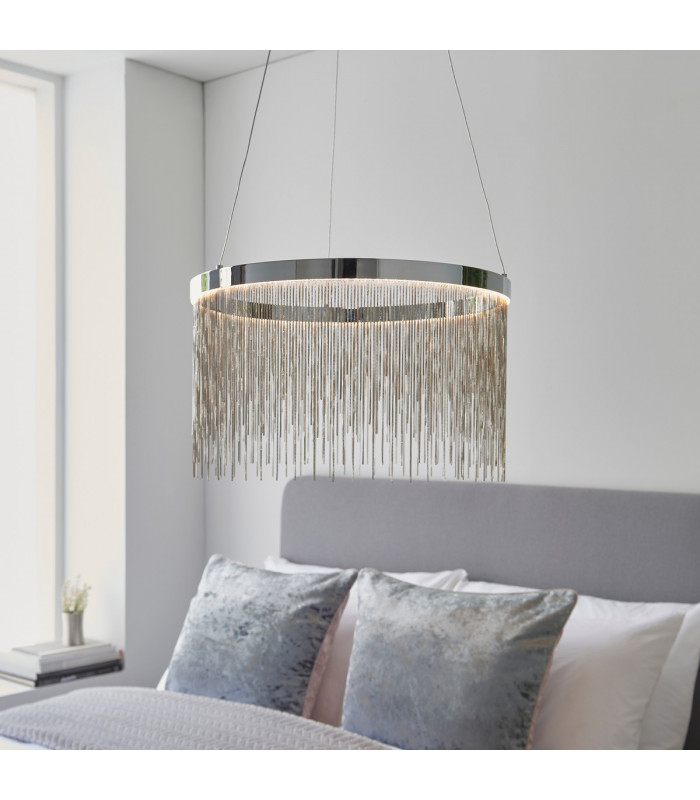Zelma Cct Remote Control LED Dimmable Pendant Light Fine Silver Chain Waterfall Effect Polished Chrome-5