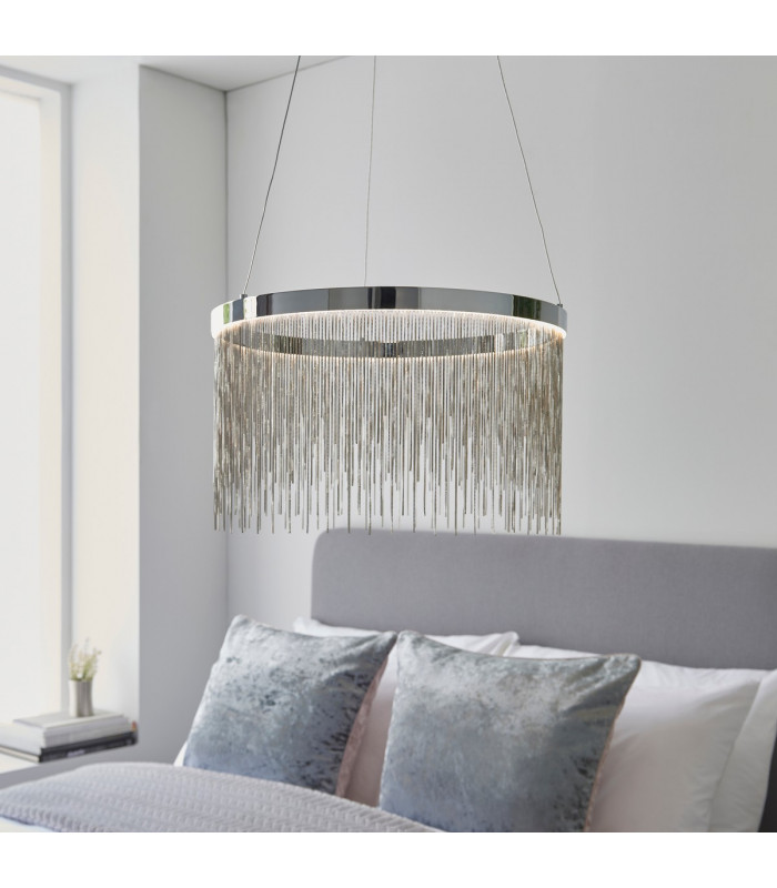 Zelma Cct Remote Control LED Dimmable Pendant Light Fine Silver Chain Waterfall Effect Polished Chrome-6