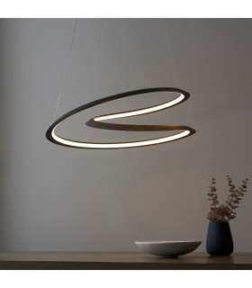 Staten Contemporary Designer Look LED Pendant Light Swirl Textured Black Finish-1
