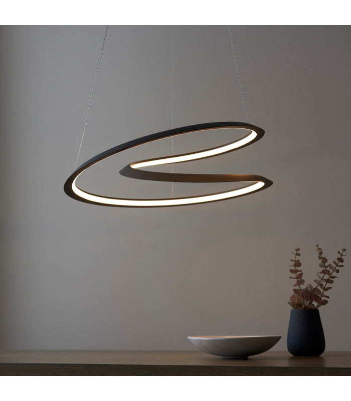 Staten Contemporary Designer Look LED Pendant Light Swirl Textured Black Finish-1