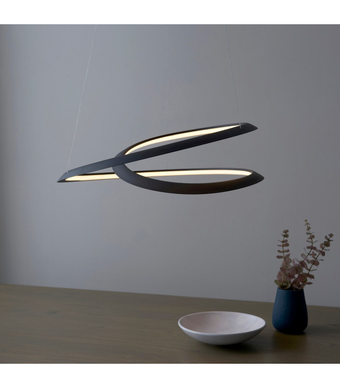 Staten Contemporary Designer Look LED Pendant Light Swirl Textured Black Finish-3