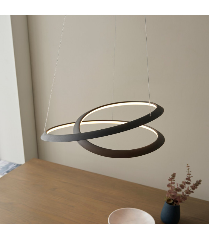 Staten Contemporary Designer Look LED Pendant Light Swirl Textured Black Finish-4