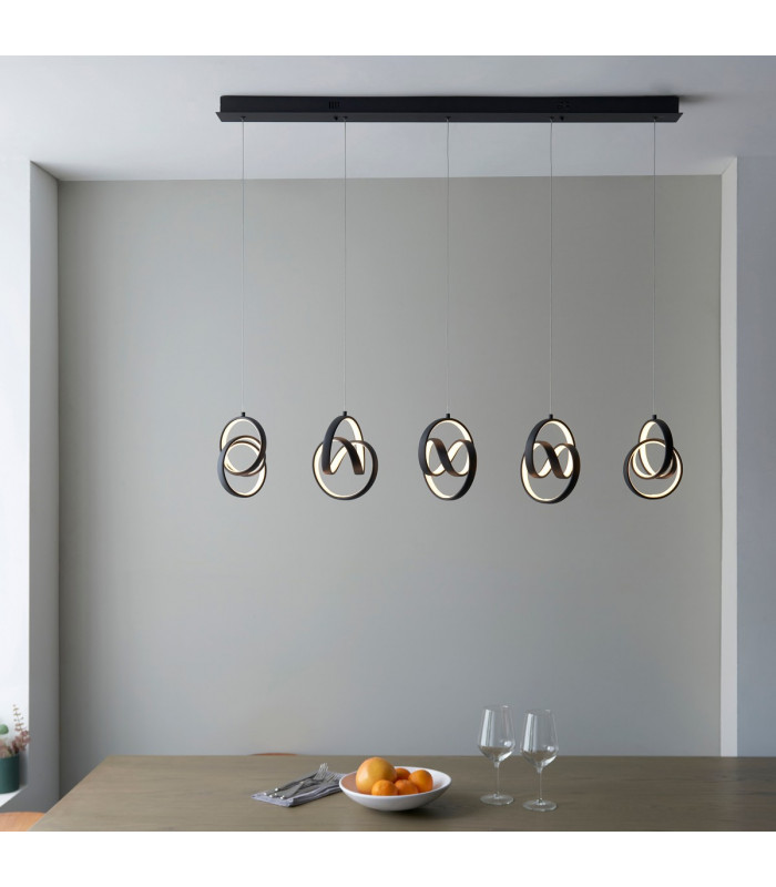 Cosma Modern Designer Integrated LED Cluster Drop Pendant Textured Black Finish-3