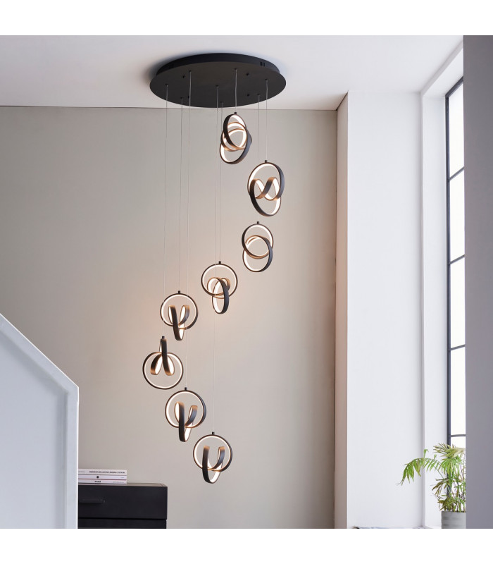 Cosma Modern Designer Integrated LED Cluster Drop Pendant Textured Black Finish-1