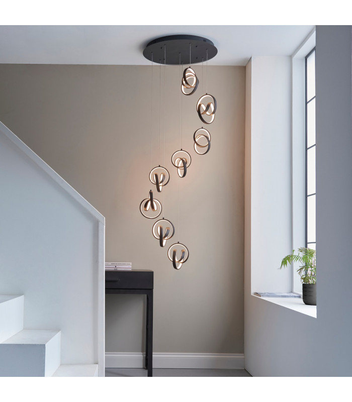 Cosma Modern Designer Integrated LED Cluster Drop Pendant Textured Black Finish-2