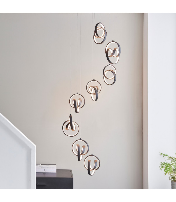 Cosma Modern Designer Integrated LED Cluster Drop Pendant Textured Black Finish-3