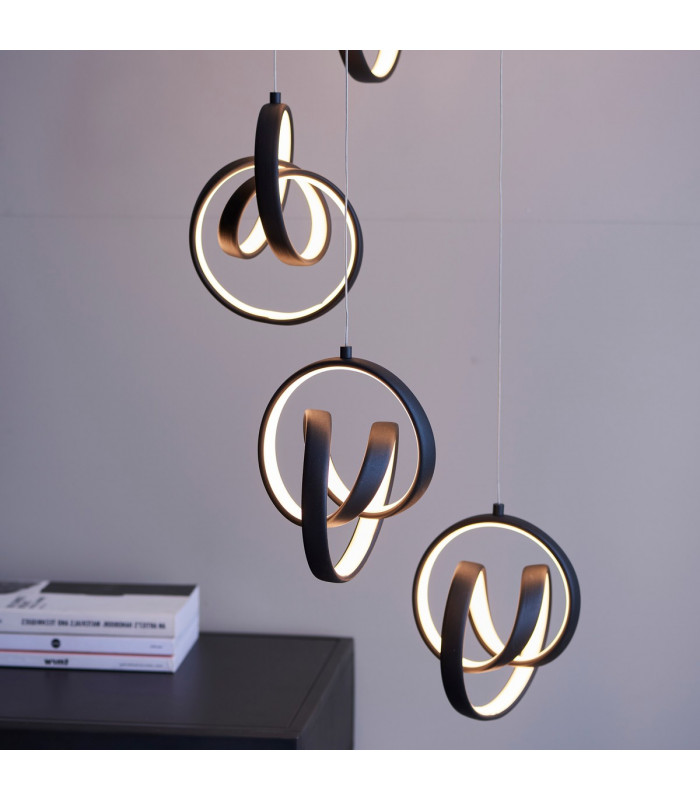 Cosma Modern Designer Integrated LED Cluster Drop Pendant Textured Black Finish-4