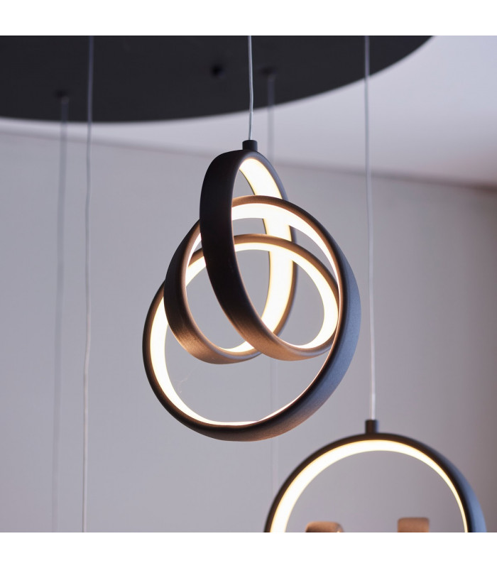 Cosma Modern Designer Integrated LED Cluster Drop Pendant Textured Black Finish-5