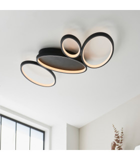 Ovals Modern Designer 4 Ring LED Wall Light Textured Black Finish-1