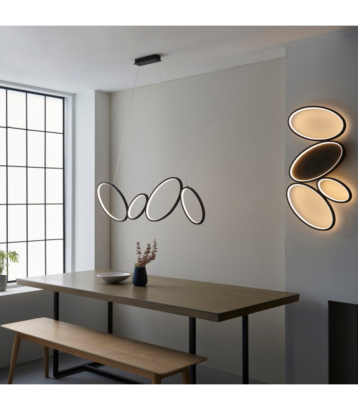 Ovals Modern Designer 4 Ring LED Wall Light Textured Black Finish-2