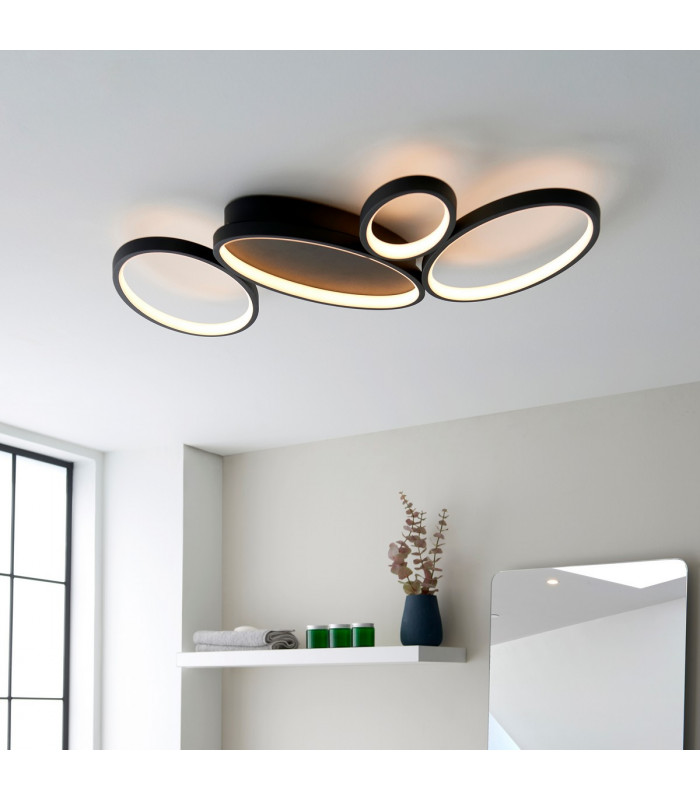 Ovals Modern Designer 4 Ring LED Wall Light Textured Black Finish-4