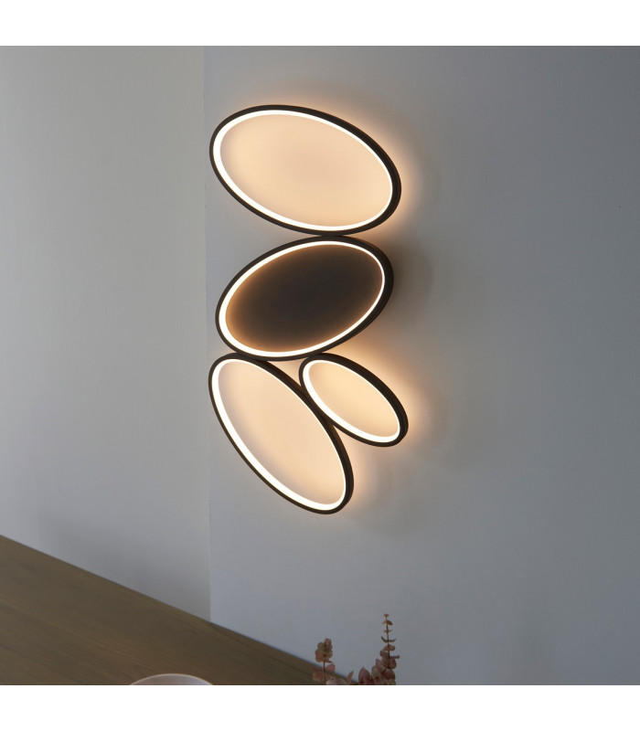 Ovals Modern Designer 4 Ring LED Wall Light Textured Black Finish-6