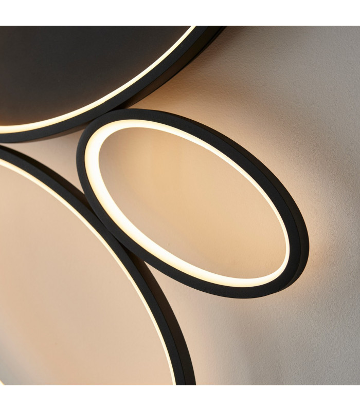 Ovals Modern Designer 4 Ring LED Wall Light Textured Black Finish