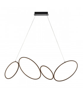 Ovals Modern Designer 4 Ring LED Pendant Light Textured Black Finish