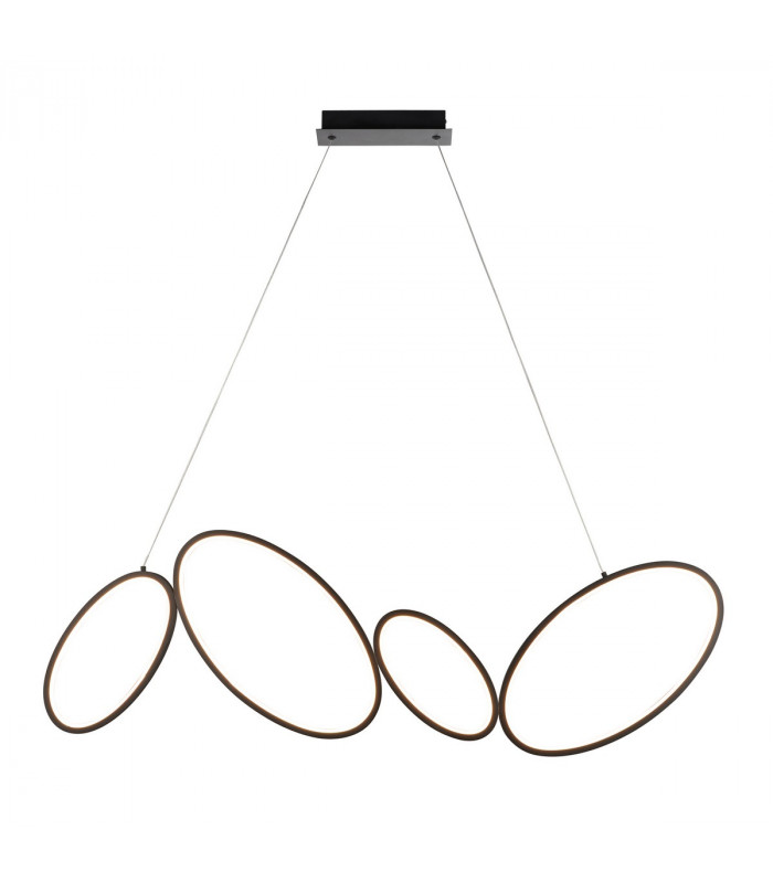 Ovals Modern Designer 4 Ring LED Pendant Light Textured Black Finish