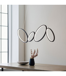 Ovals Modern Designer 4 Ring LED Pendant Light Textured Black Finish-1
