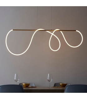 Attalea Modern Designer Bar Style LED Pendant Light Flexible Silcon Tube Satin Gold Finish-1