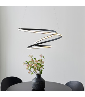 Dune Modern Designer LED Pendant Light Swirl Textured Black Finish-1