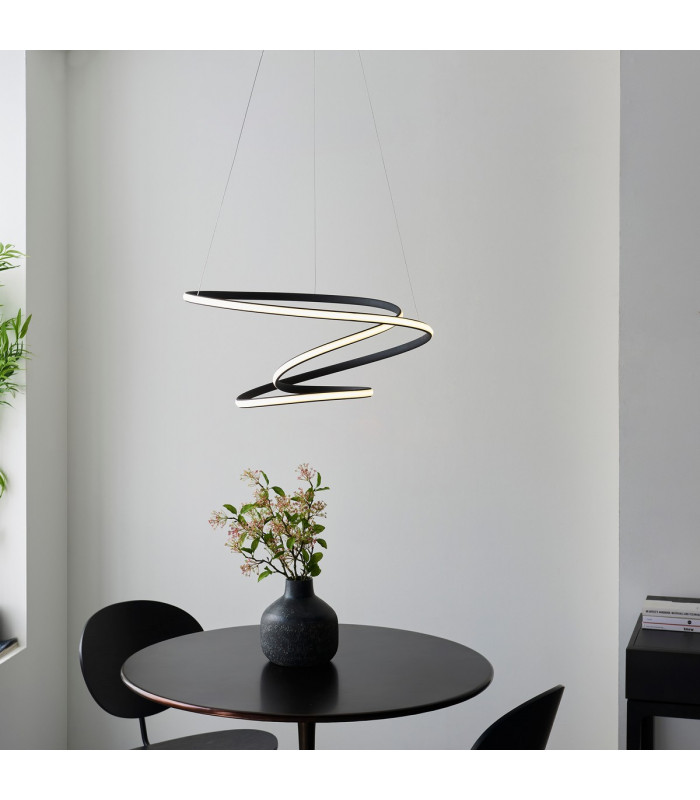 Dune Modern Designer LED Pendant Light Swirl Textured Black Finish-2