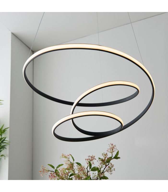 Dune Modern Designer LED Pendant Light Swirl Textured Black Finish-4