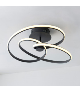 Dune Modern Designer LED Semi Flush Light Swirl Textured Black Finish-1