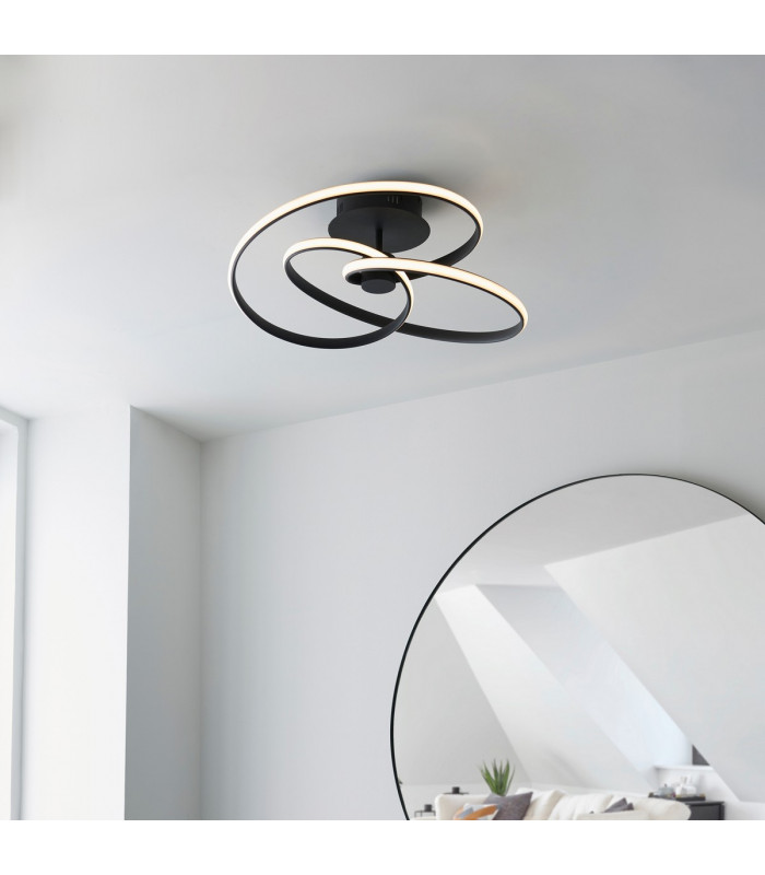 Dune Modern Designer LED Semi Flush Light Swirl Textured Black Finish-2